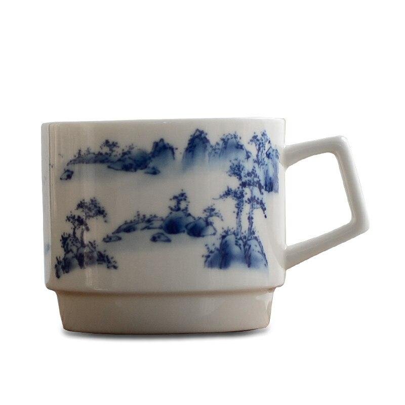 White Porcelain Tea Cup Creative Hand Painted Kung Fu Tea Set Anti scalding Ceramic Coffee Mug with Handle Office Water Mug