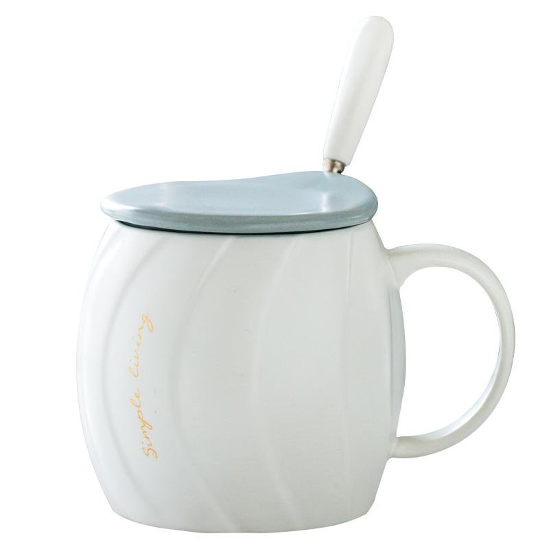 Ceramic Milk White Tea Cup with Spoon Large Porcelain Nordic Simple Cute Coffee Mugs Lid Szklanki Do Kawy Home Container LL50TC