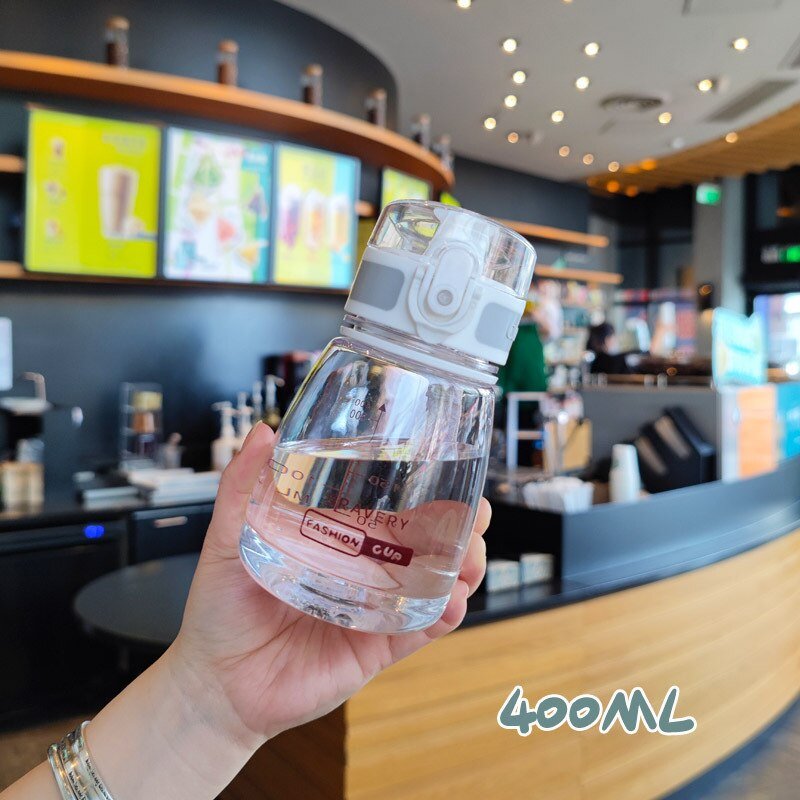 Water Bottle Mini Plastic Reusable Drinking Water Cup DropResistant Leakproof Portable Flip Top Sports Water Bottles with A Rope