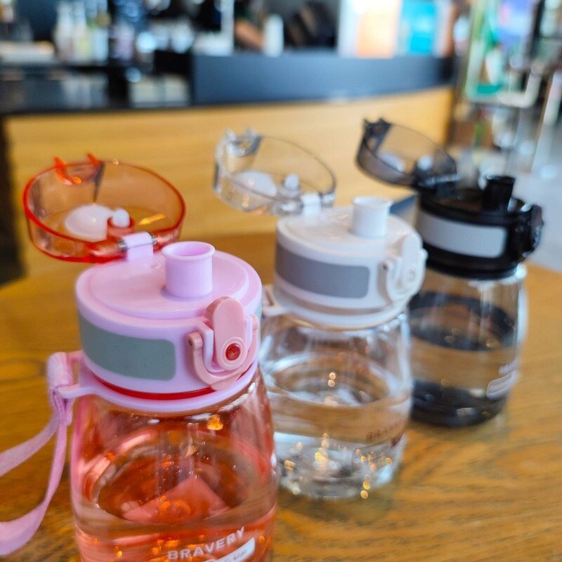 Water Bottle Mini Plastic Reusable Drinking Water Cup DropResistant Leakproof Portable Flip Top Sports Water Bottles with A Rope