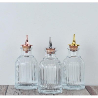 90ml Glass Bitter Bottle for Cocktail with Stainless Steel Dash Top, Birdcage Design for Professional Mixologist