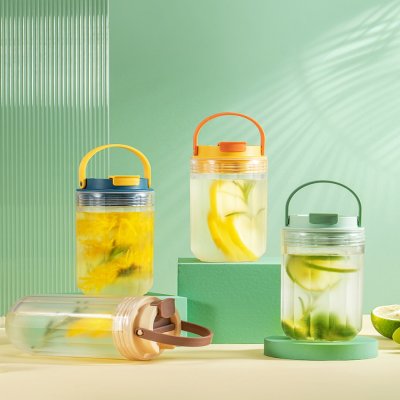 WORTHBUY Portable Water Bottle, Plastic Water Cup With Straw & Brush, Tea Milk Drinking Botter For Kids Adults Kitchen Drinkware