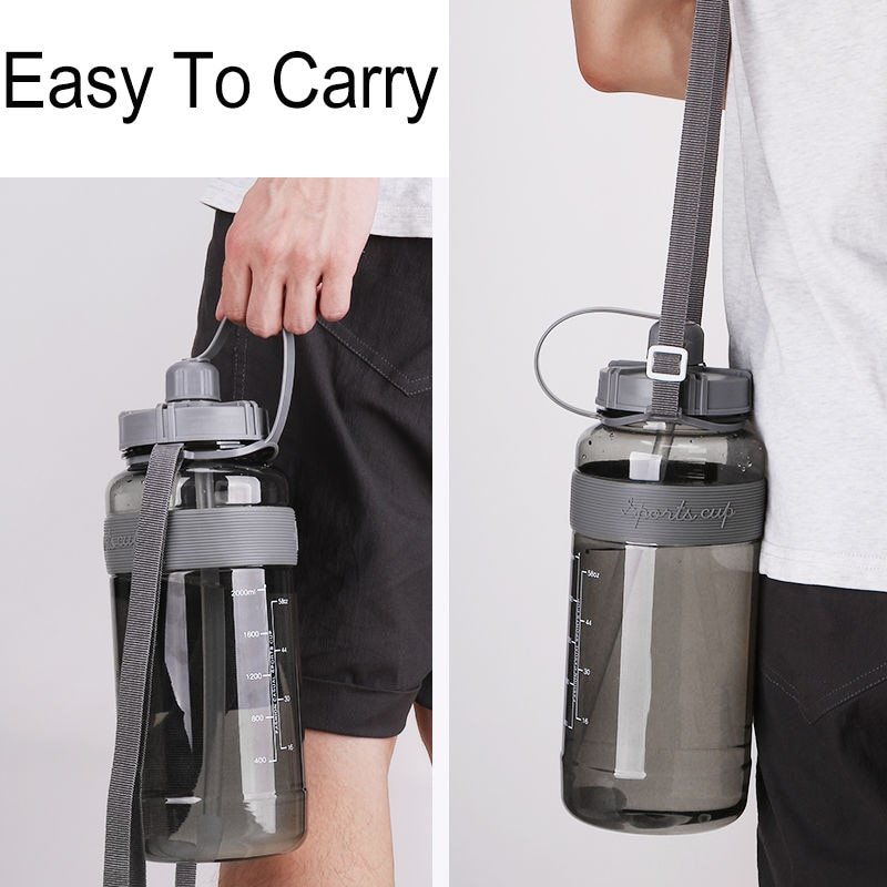 2 Liter Big Water Bottle With Straw 2L/1.5L/1L/0.6L Large Capacity School Gym Sports Drinking Bottles BPA Free Fitness