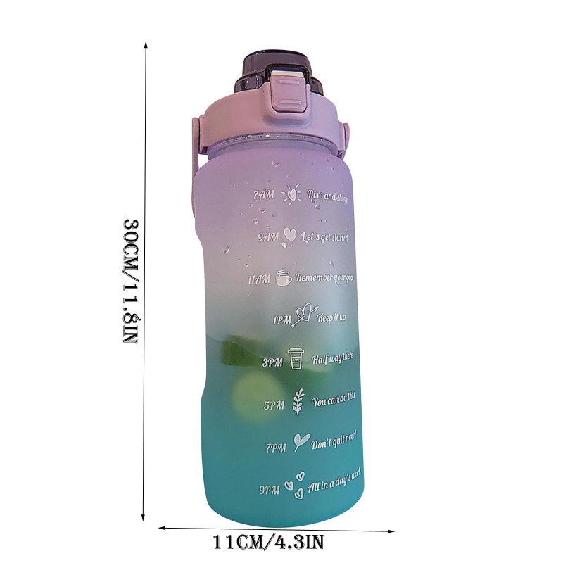 2023 Sports Water Bottle 2000ML Girl Bounce 2L Dustproof Interval Squeeze Straw Lid Timestamped Drinking Outdoor 2 Liter