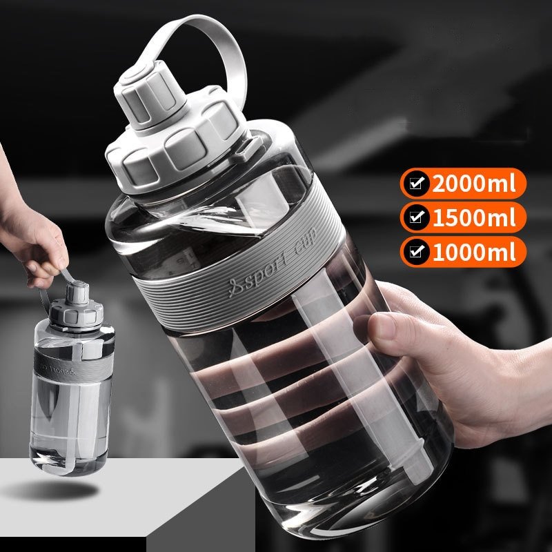 2 Liter Big Water Bottle With Straw 2L/1.5L/1L/0.6L Large Capacity School Gym Sports Drinking Bottles BPA Free Fitness