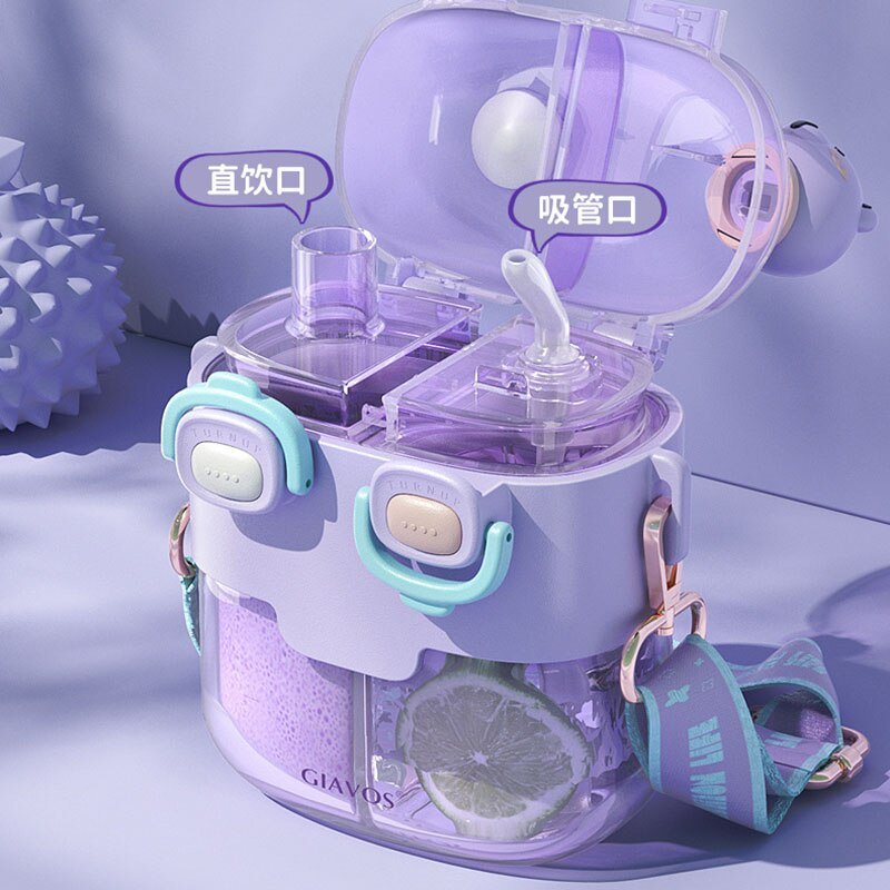 530/780ml Outdoors Water Bottle Kids with Straw Cartoon BPA Free Leak Proof School Drink Bottle for Children Healthy Plastic